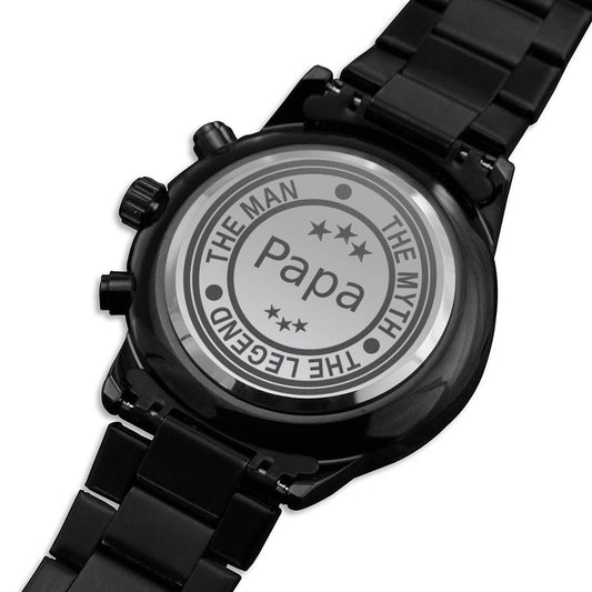 Papa The Man The Myth The Legend Engraved Father's Day Watch From Daughter Or Son, Gift For Father, Cool Father's Day Gift #0007