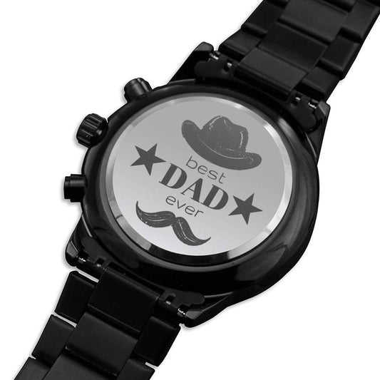 Father's Day Engraved Watch From Daughter or Son, Best Dad Ever Watch Gift For Fathers Day, Chronograph Watch Gift for Cool Father #0004