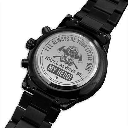 Engraved Watch Presents For Dad, Police Dad, Military Dad, Army Marine Dad,  Back Engraved Metal Watch