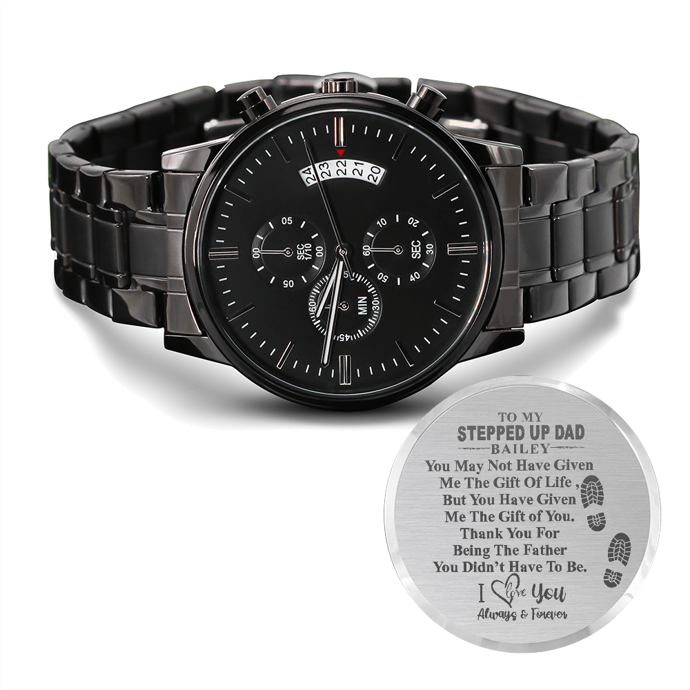 Gifts For Stepdad: Engraved Watch, Personalized Watch, Custom Watch, Step Dad Christmas Gifts, Dad Watch Engrave, Step Father Gift #0987 Bailey