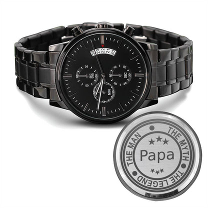 Papa The Man The Myth The Legend Engraved Father's Day Watch From Daughter Or Son, Gift For Father, Cool Father's Day Gift #0007