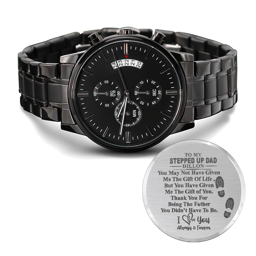 Gifts For Stepdad: Engraved Watch, Personalized Watch, Custom Watch, Step Dad Christmas Gifts, Dad Watch Engrave, Step Father Gift #0987 dillon