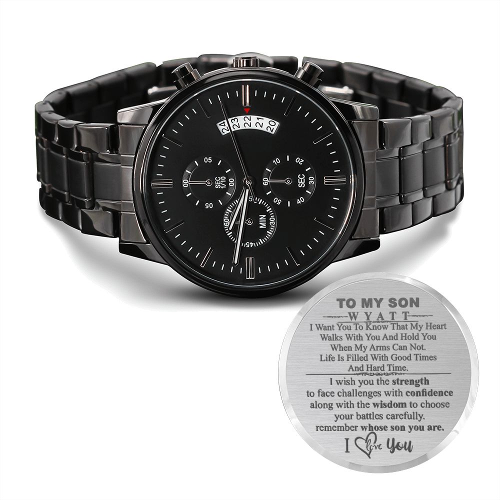 To My Son Watch, Son Christmas Gift for my son, Graduation Gift for my Son from Mom Mother Dad Father, Birthday Watch for Son from Mom #986 Wyatt