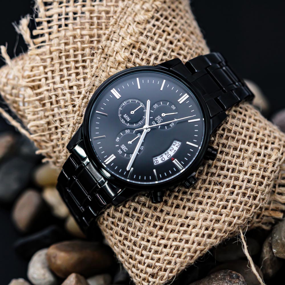 Engraved Stainless Steel Watch for Fathers Day Gifts Personalized Groomsmen Watch, Dad Birthday Present, Grandfather Keepsake, Gift For Son