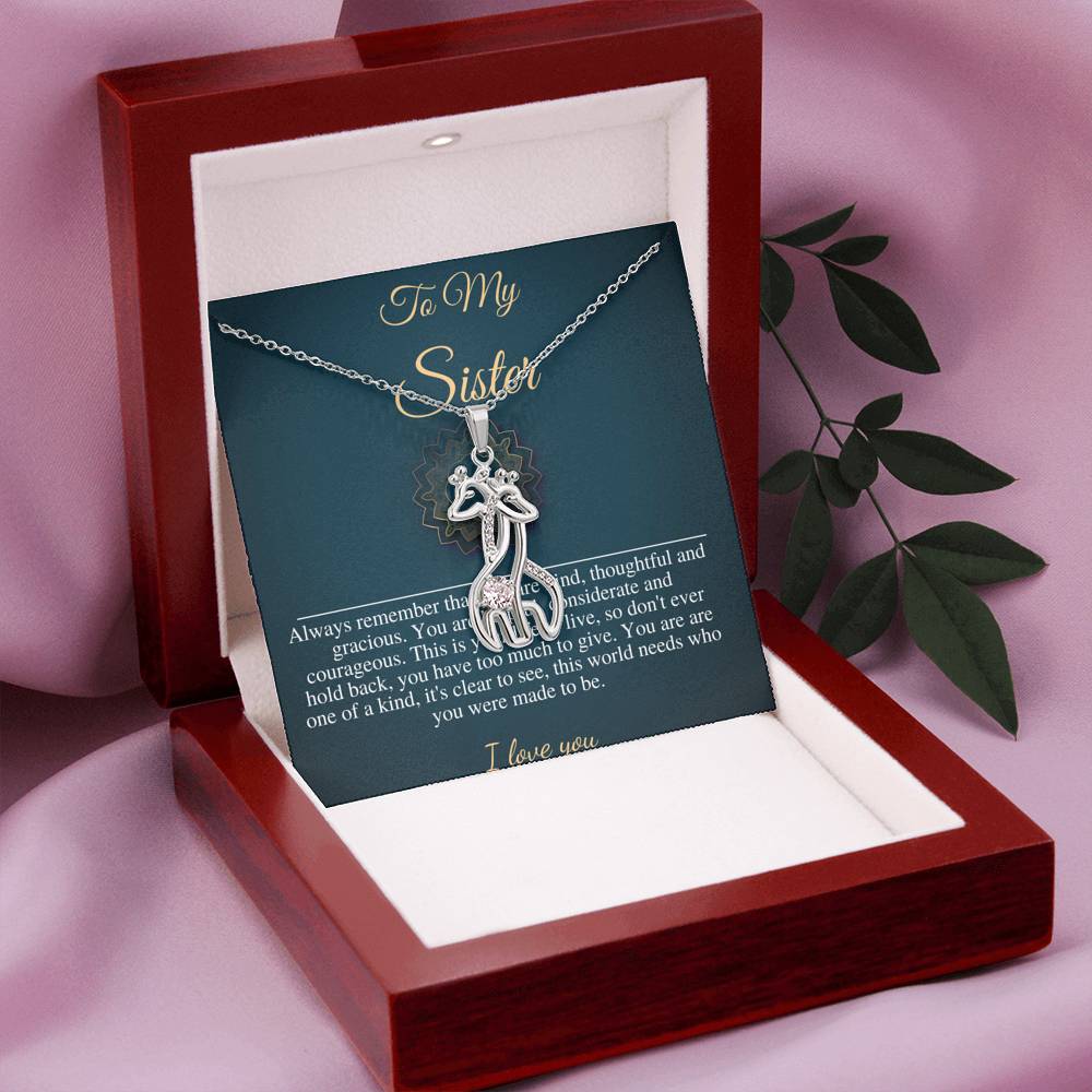 Birthday Gift For Sister, To My Sister Necklace, Present For Sister, Gift From Brother, Little Sis Christmas Gift, Giraffes Necklace #0545