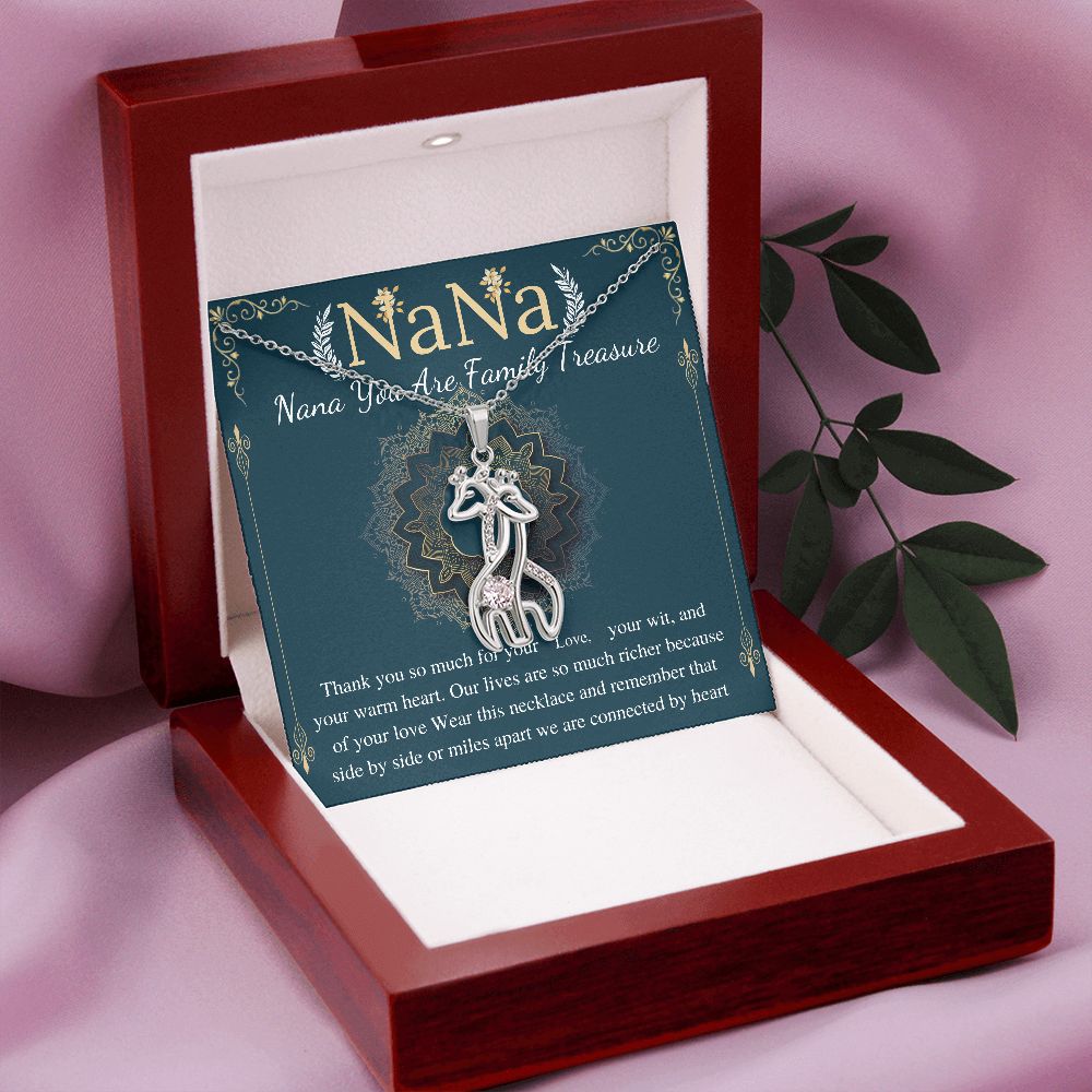 nana you are family treasure giraffe necklace