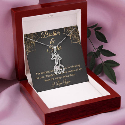 Brother and Sister Necklace,Sibling Gift,Gift for Sister,Mother's Day Gift from Brother,Birthday Gift,Christmas Gift,Giraffes Necklace #0563