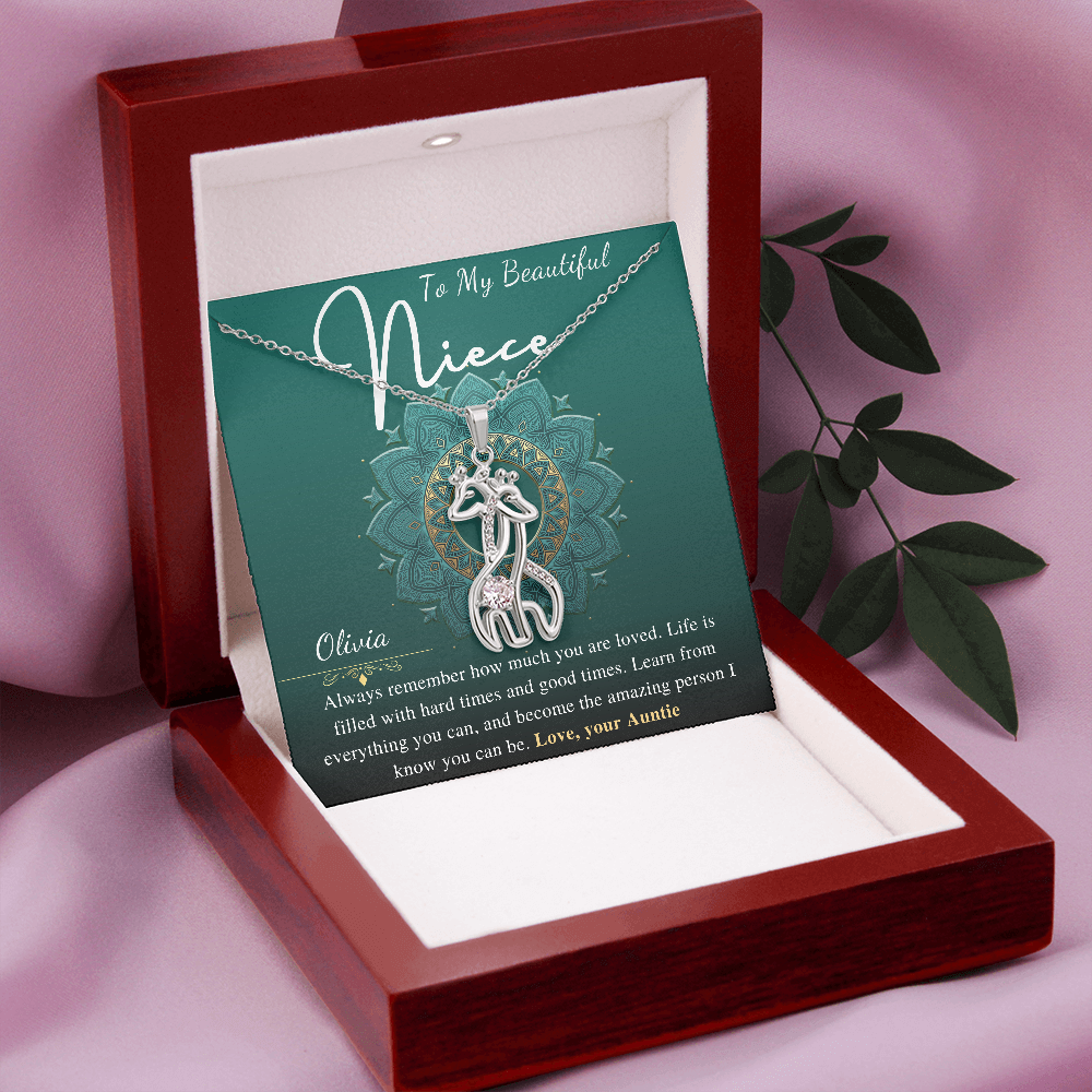 Aunt and Niece Necklace Gift, Valentines Day Gift for Niece Gift from Aunt, Niece Graduation Gift, Girraffe Necklace Birthday Gift,Christmas