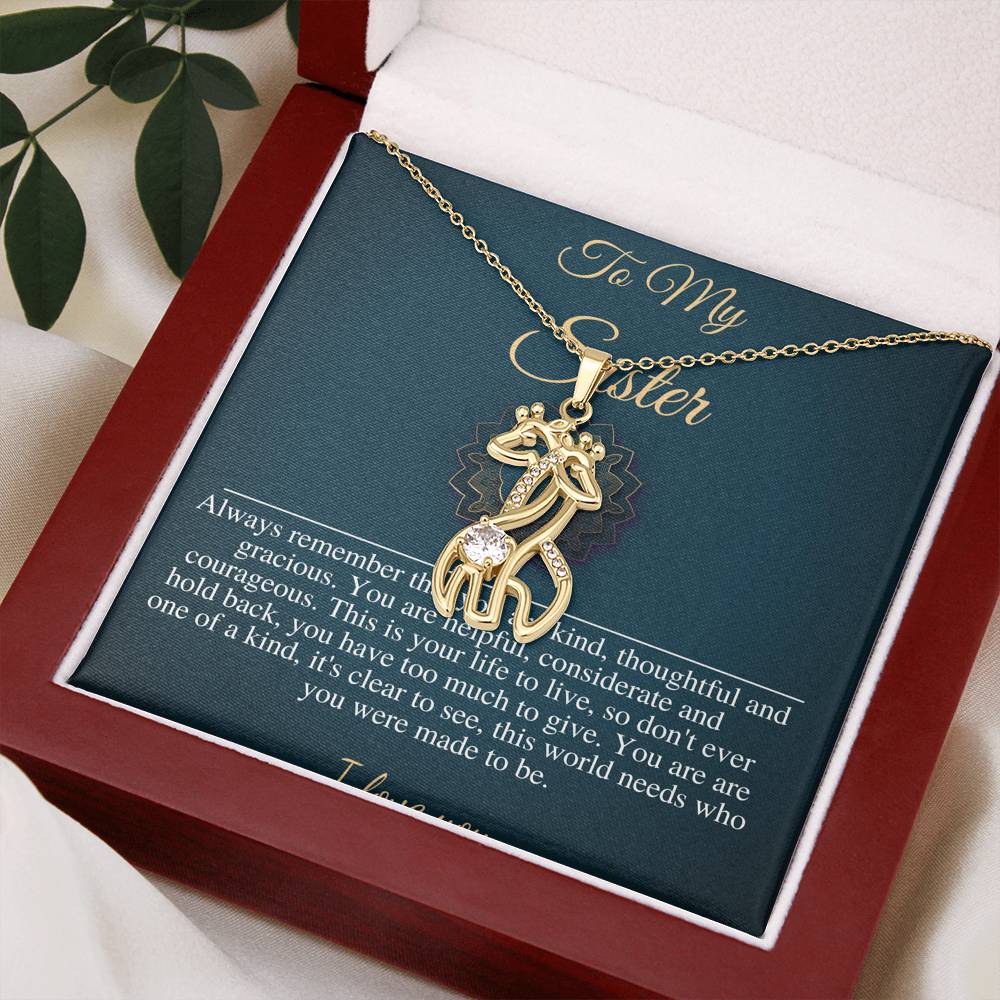 Birthday Gift For Sister, To My Sister Necklace, Present For Sister, Gift From Brother, Little Sis Christmas Gift, Giraffes Necklace #0545