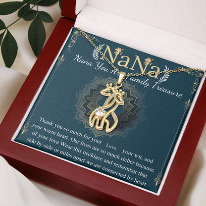 nana you are family treasure giraffe necklace