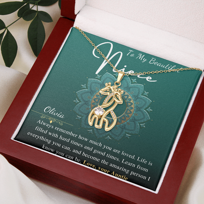 Aunt and Niece Necklace Gift, Valentines Day Gift for Niece Gift from Aunt, Niece Graduation Gift, Girraffe Necklace Birthday Gift,Christmas