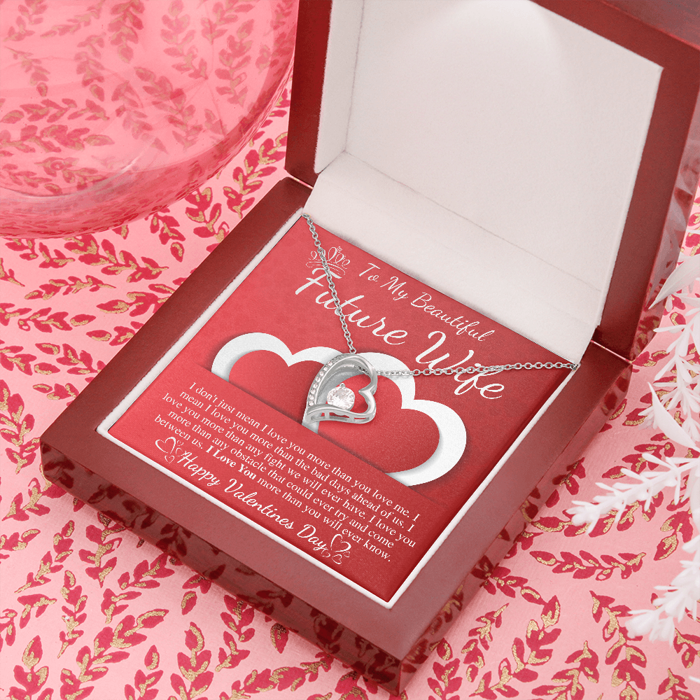 Meaningful Jewelry Gifts For Future Wife On Valentines Day Gift For Her Forever Lover Necklace From Future Husband Present For Female Fiance On Birthday Stainless Steel Cable Chain Necklace with Message Card Mahogany Luxury Box Variant
