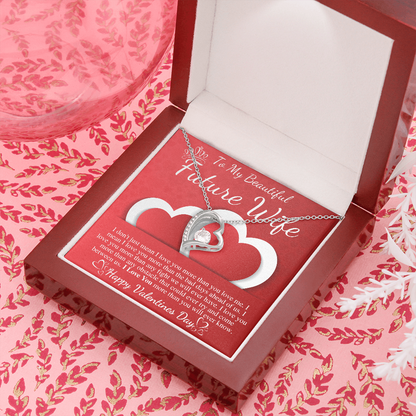 Meaningful Jewelry Gifts For Future Wife On Valentines Day Gift For Her Forever Lover Necklace From Future Husband Present For Female Fiance On Birthday Stainless Steel Cable Chain Necklace with Message Card Mahogany Luxury Box Variant