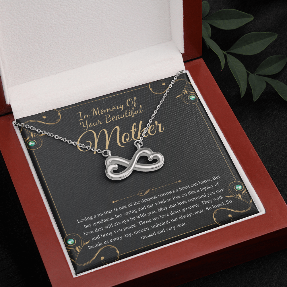 Memorial Gift Mom Loss of Mother, In Memory of Mom Sorry For Your Loss Of Mom Loss Of Loved One Condolence Gift, Infinity Heart #0309 w/ mahogany