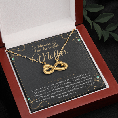 Memorial Gift Mom Loss of Mother, In Memory of Mom Sorry For Your Loss Of Mom Loss Of Loved One Condolence Gift, Infinity Heart #0309 w/ mahogany