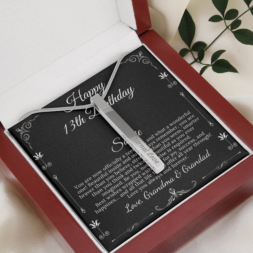 13th Birthday Girl, 13th Birthday Gift Official Teenager, Thirteenth Birthday Necklace, Gift For 13 Year Old Girl Gifts, Vertical Bar #0327 sophie