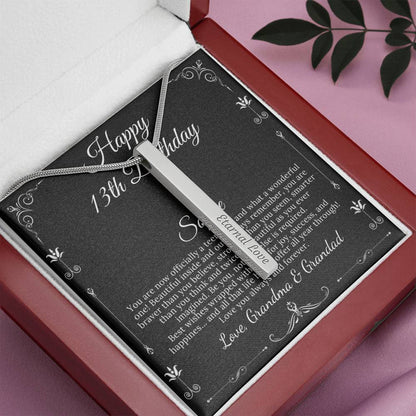 13th Birthday Girl, 13th Birthday Gift Official Teenager, Thirteenth Birthday Necklace, Gift For 13 Year Old Girl Gifts, Vertical Bar #0327 sophie