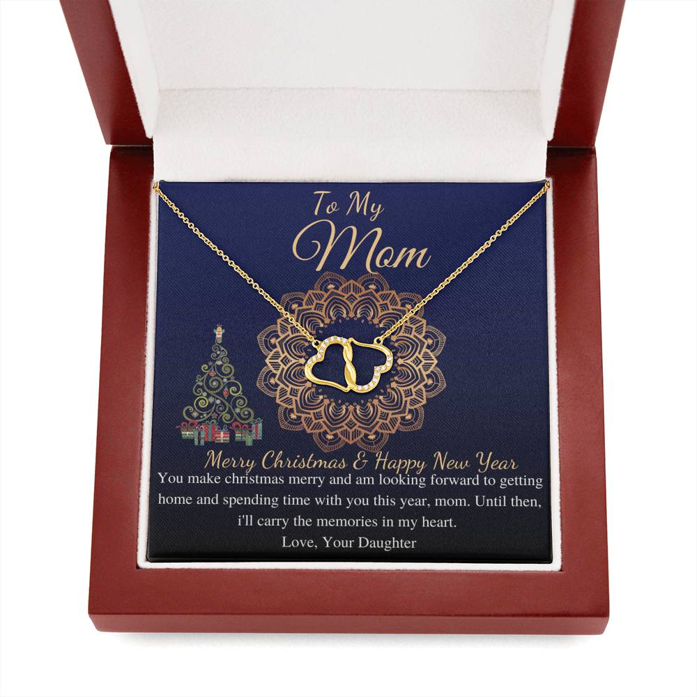 Mom Christmas Gift for Mother,  Merry Christmas Gift For Mom, Xmas Gift, Mom Christmas Necklace, 10K Gold Necklace With Diamond #0806