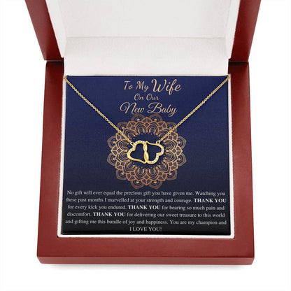 Push Present for Wife for New Baby, New Mom Gift from Husband, Push Gift for Wife, Labor Gifts for Mom, Diamond Necklace, 10K Gold #0801