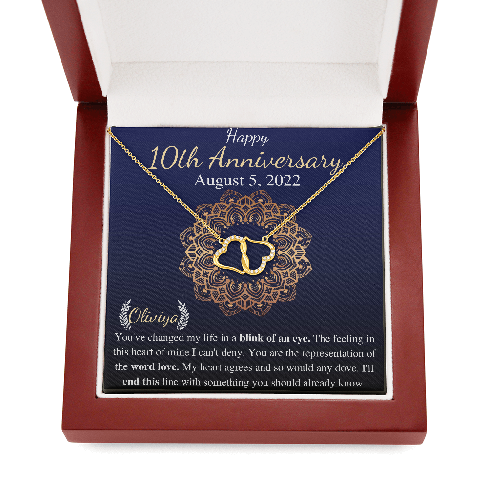 10th Year Anniversary Gift For Wife, Personalized Message with Necklace Gift, Gift For Soulmate, Tenth Anniversary gift for women
