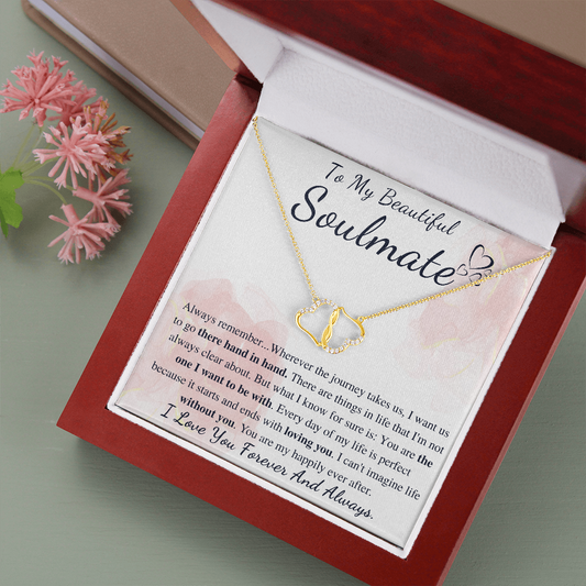 To My Soulmate 14k Gold diamond Necklace, Gift For Girlfriend, Jewelry For Wife, Pendant Necklace For Women, Wife|Girlfriend Birthday Gift