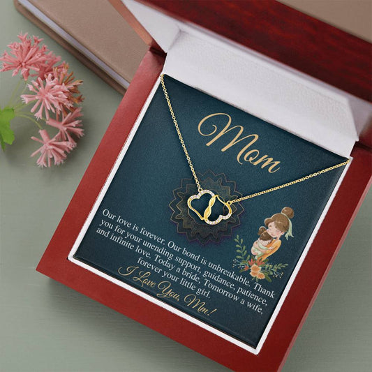 Mom Wedding Gift from Bride, Gift for Mom on Wedding Day,Mother of the Bride Necklace,Wedding Gift for Mom,10K Solid Gold,Real Diamond #0786