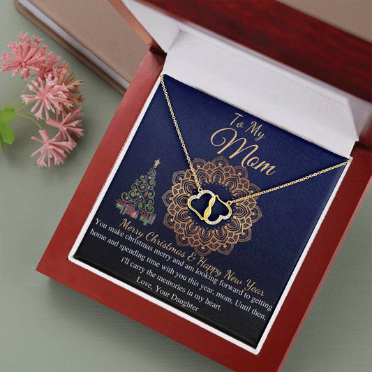 Mom Christmas Gift for Mother,  Merry Christmas Gift For Mom, Xmas Gift, Mom Christmas Necklace, 10K Gold Necklace With Diamond #0806