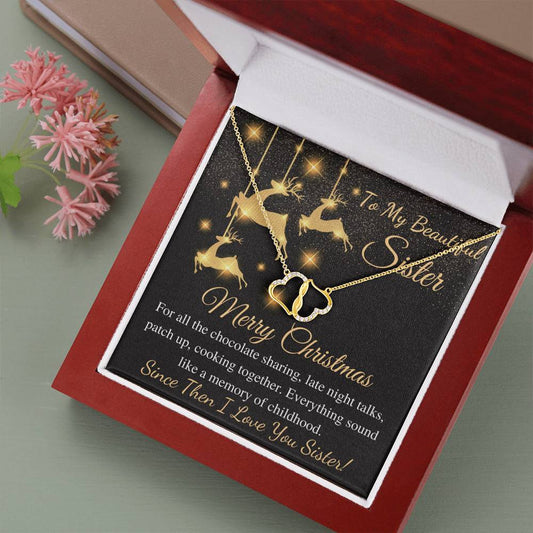 Sister Christmas Gift Necklace From Sister On Christmas Gift For Sister, Sister Christmas Gold Necklace, For Little Sister, Big Sister #0831