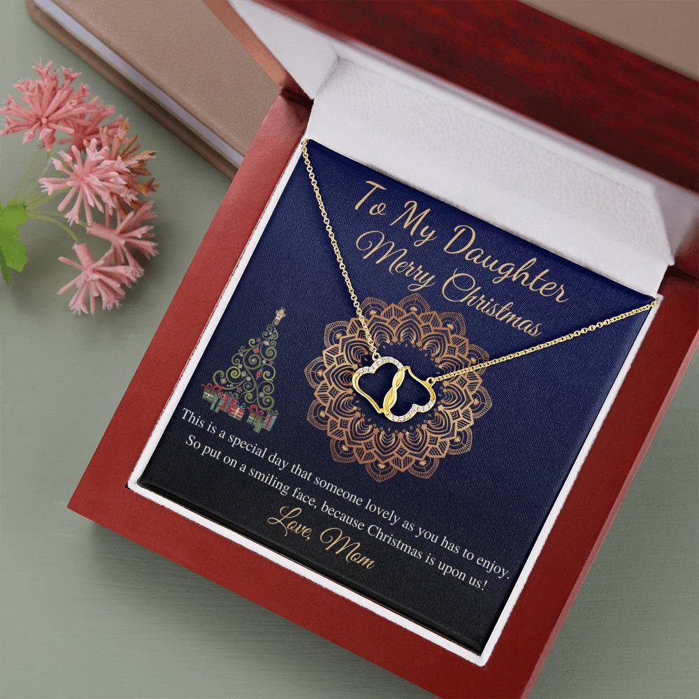 Daughter Christmas Gift, Christmas Gift For Daughtr From Mom & Dad, Daughter Jewelry Gift, Daughter 10K Gold Necklace,Diamond Necklace #0805