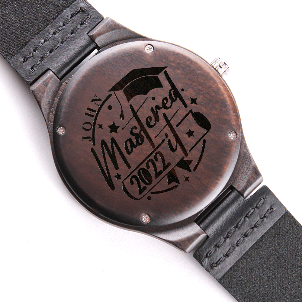 Masters Graduation Gift For Him, Engraved Wooden Watch For Masters Degree Graduated Student, Masters Graduation Gift For Men / Boy From Mom john