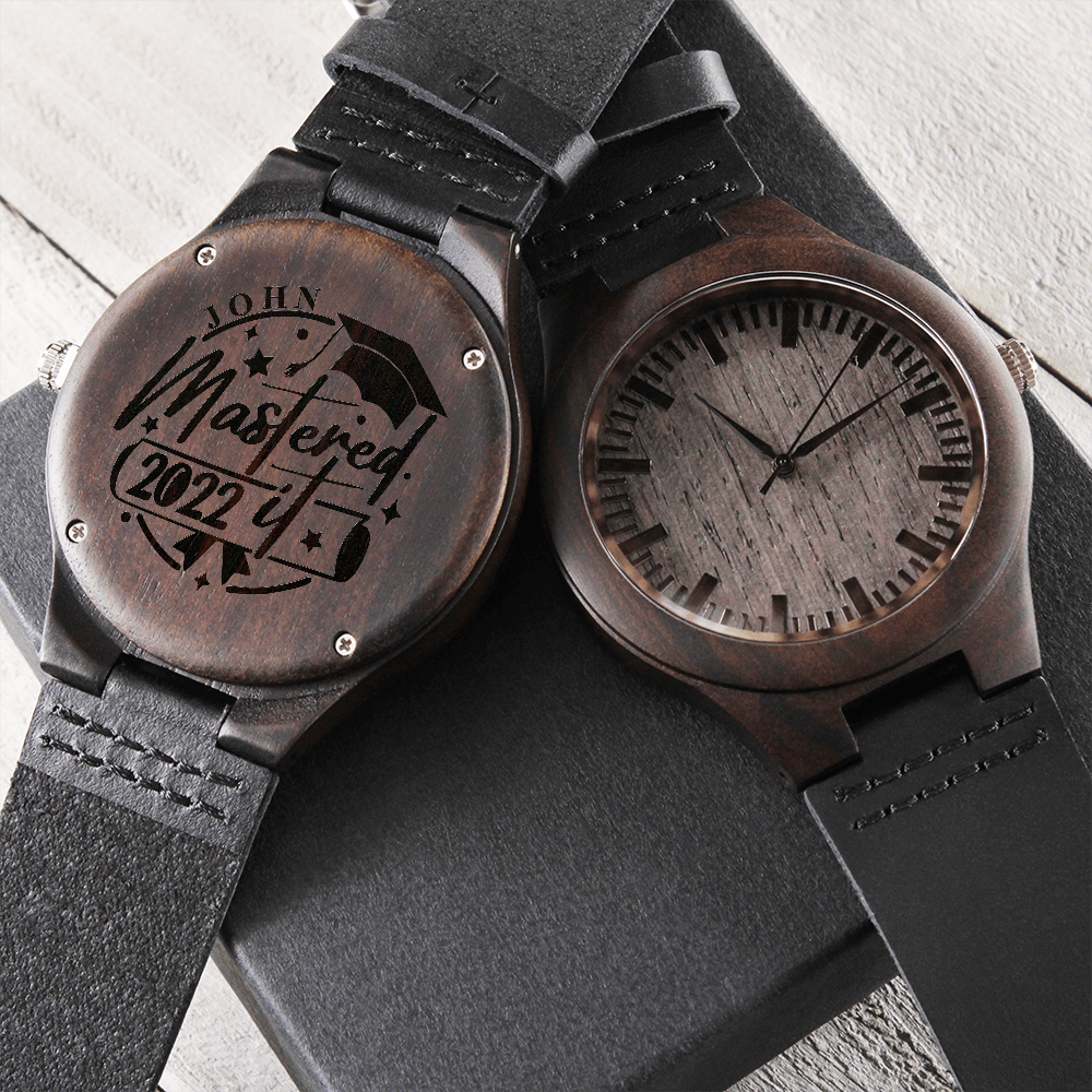 Masters Graduation Gift For Him, Engraved Wooden Watch For Masters Degree Graduated Student, Masters Graduation Gift For Men / Boy From Mom john