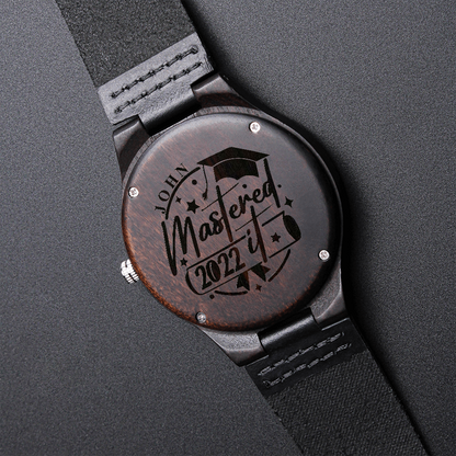 Masters Graduation Gift For Him, Engraved Wooden Watch For Masters Degree Graduated Student, Masters Graduation Gift For Men / Boy From Mom john