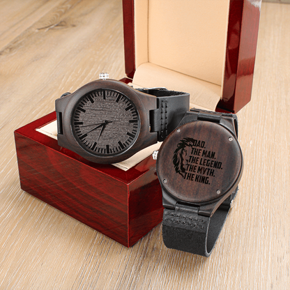 Personalized Fathers Day Gift To My Dad, Wooden Watch for Father's Day with Message Card, Gift Watch for Dad from Children, Engraved Watch
