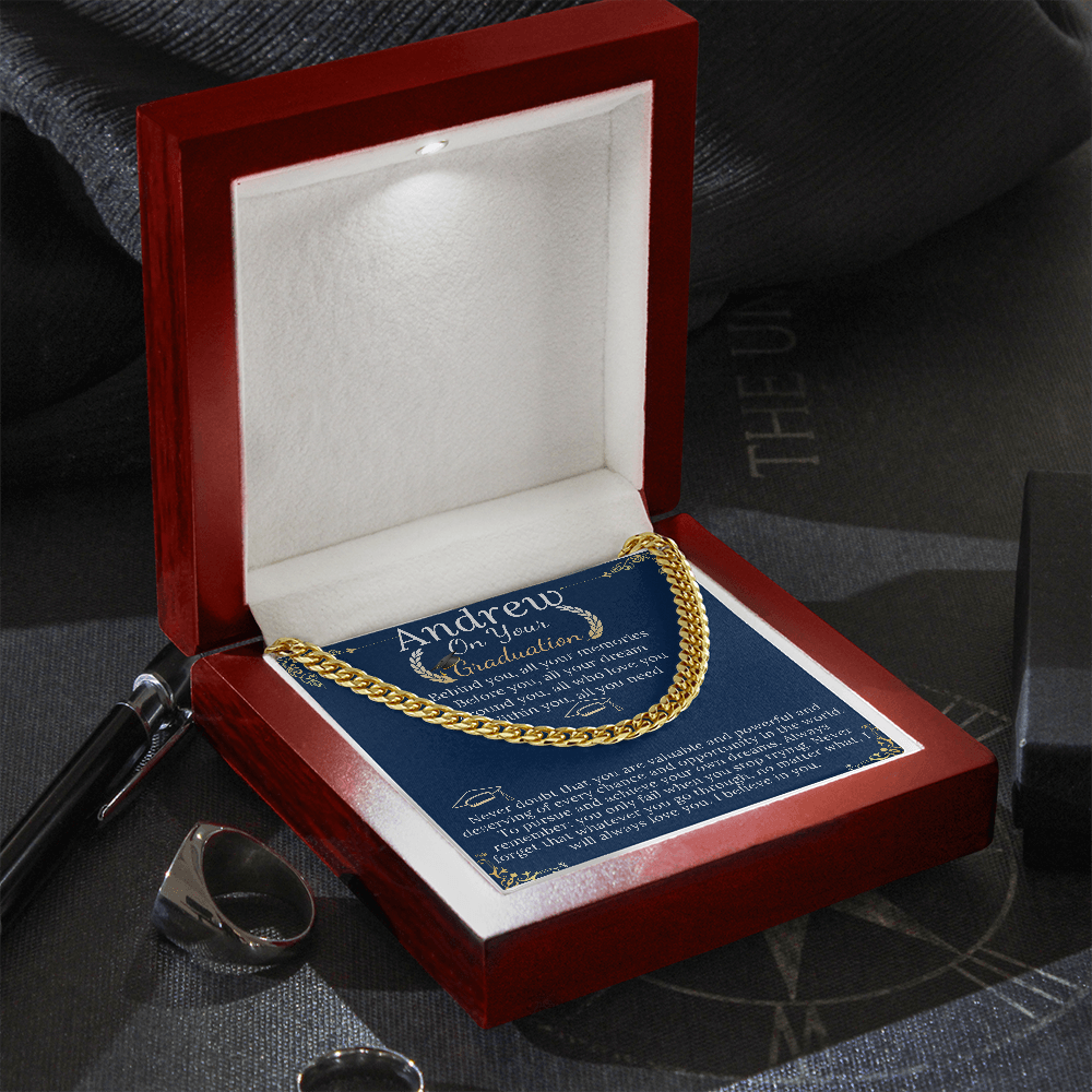 Son Graduation Gifts from Mom & Dad, Chain Necklace Graduation Gifts for Son, High School Graduation Gifts For him, College Graduation Gift andrew