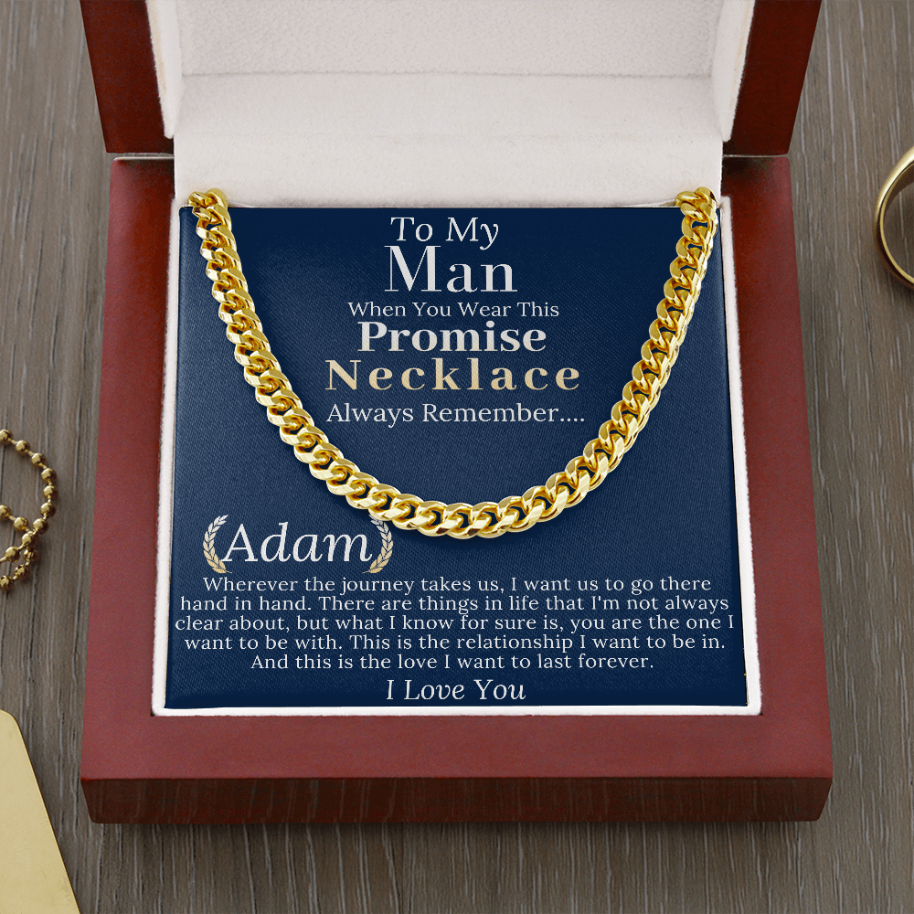Boyfriend Promise necklace For Him, Boyfriend Christmas Gift, Mens Chain Necklace Christmas Gift For Soulmate, Husband Christmas Gift #0943 adam