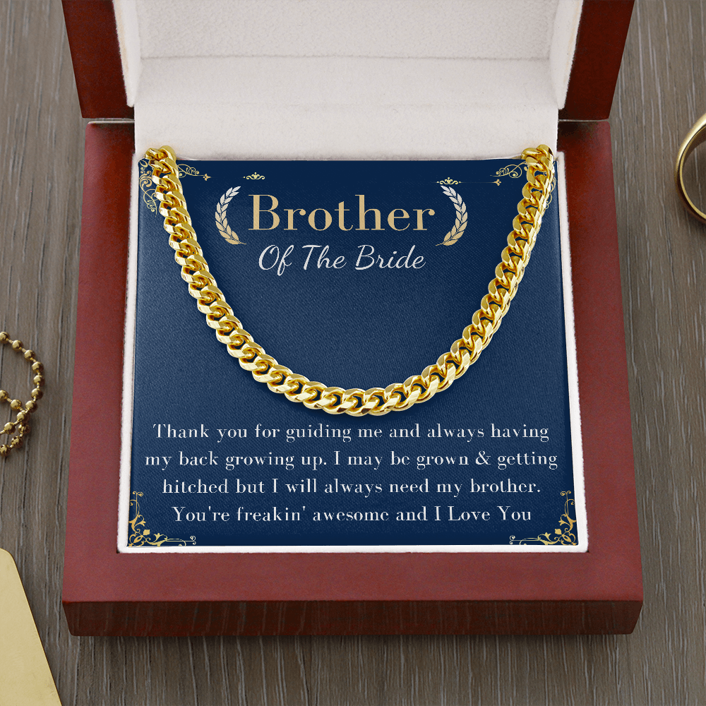 Brother of the Bride Gift, Bride to Brother gift, Groom to brother of the bride, Brother gift from Mother, Graduation Gift chain for him,