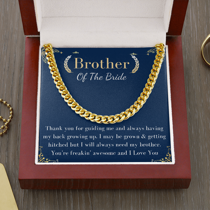 Brother of the Bride Gift, Bride to Brother gift, Groom to brother of the bride, Brother gift from Mother, Graduation Gift chain for him,