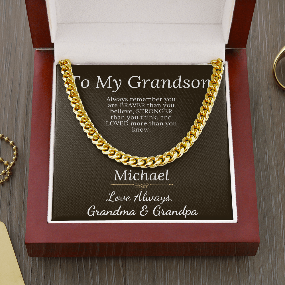 Grandson Gift From Grandparents, Grandson Christmas Gift, Chain necklace for grandson, Grandson Birthday, Communion, Graduation Gift #0905