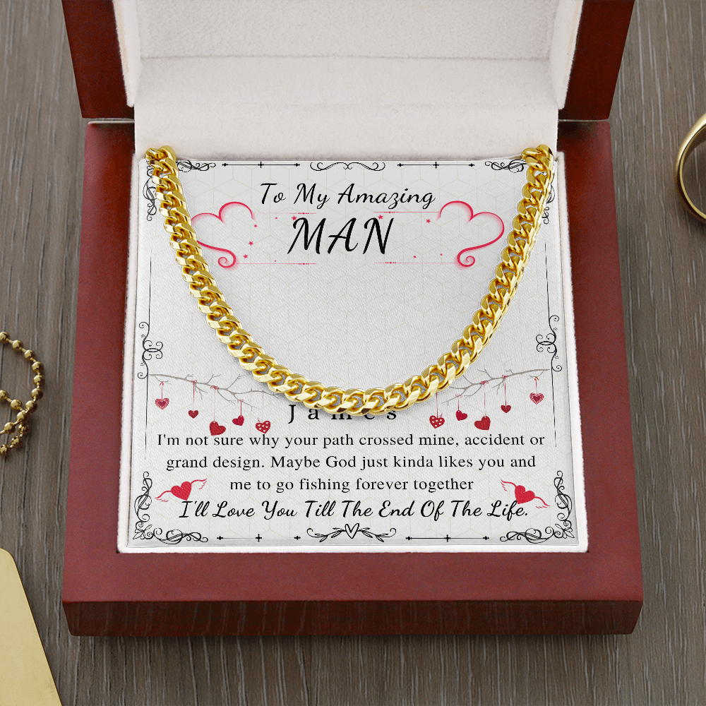 To My Man Chain Necklace for Him, Personalized Valentines Day Gift For Him, For Husband, Fiance, Boyfriend, Romantic Birthday Gifts for Him