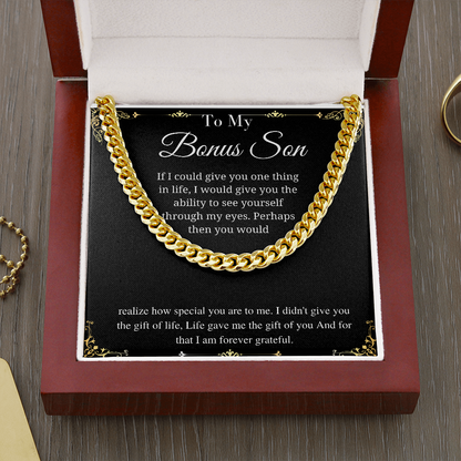 Bonus Son Gift, Unique Gift for Bonus Son on Adoption Anniversary, Stepson Birthday Gift, Graduation Gift, Christmas Gift, Cuban Chain