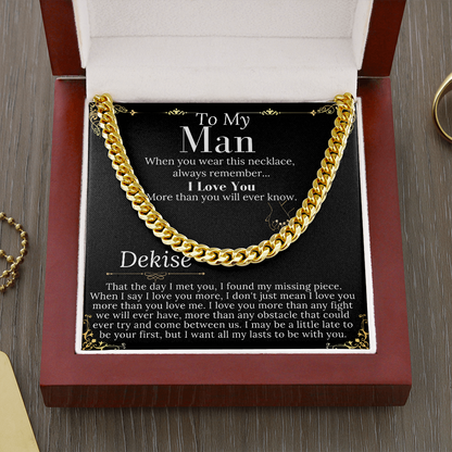 To My Man Chain Necklace for Him, Romantic Birthday Gifts for Him Christmas, Best Jewelry for Men, Jewelry for Him Romantic, To My Man #0946 Dekise