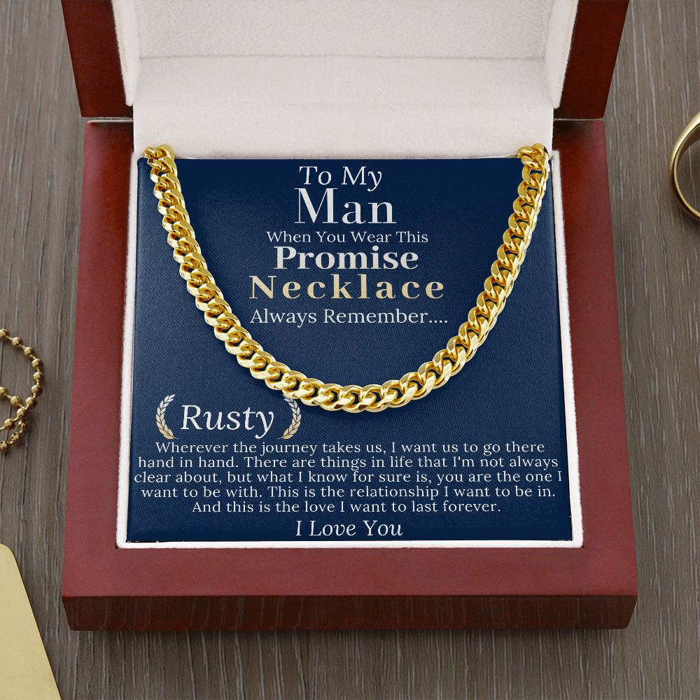 Boyfriend Promise necklace For Him, Boyfriend Christmas Gift, Mens Chain Necklace Christmas Gift For Soulmate, Husband Christmas Gift #0943 Rusty