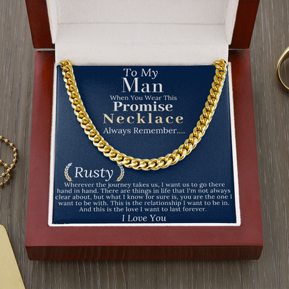 Boyfriend Promise necklace For Him, Boyfriend Christmas Gift, Mens Chain Necklace Christmas Gift For Soulmate, Husband Christmas Gift #0943 Rusty