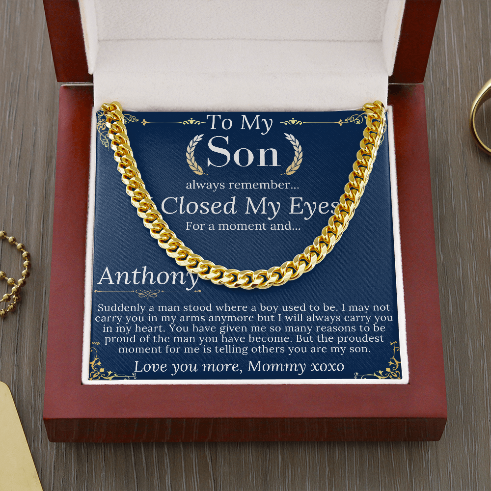 Sentimental Son Gifts from Mom, Son Chain Necklace, Mother to Son Gifts, Christmas Gifts for Son, Birthday Gifts for Son from Mother #990 Anthony