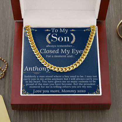 Sentimental Son Gifts from Mom, Son Chain Necklace, Mother to Son Gifts, Christmas Gifts for Son, Birthday Gifts for Son from Mother #990 Anthony
