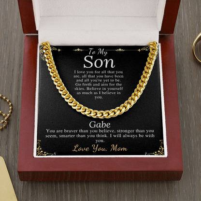 Sentimental Son Gifts from Mom, Son Chain Necklace, Mother to Son Gifts, Christmas Gifts for Son Birthday, Gifts for Son from Mother #0910 gabe