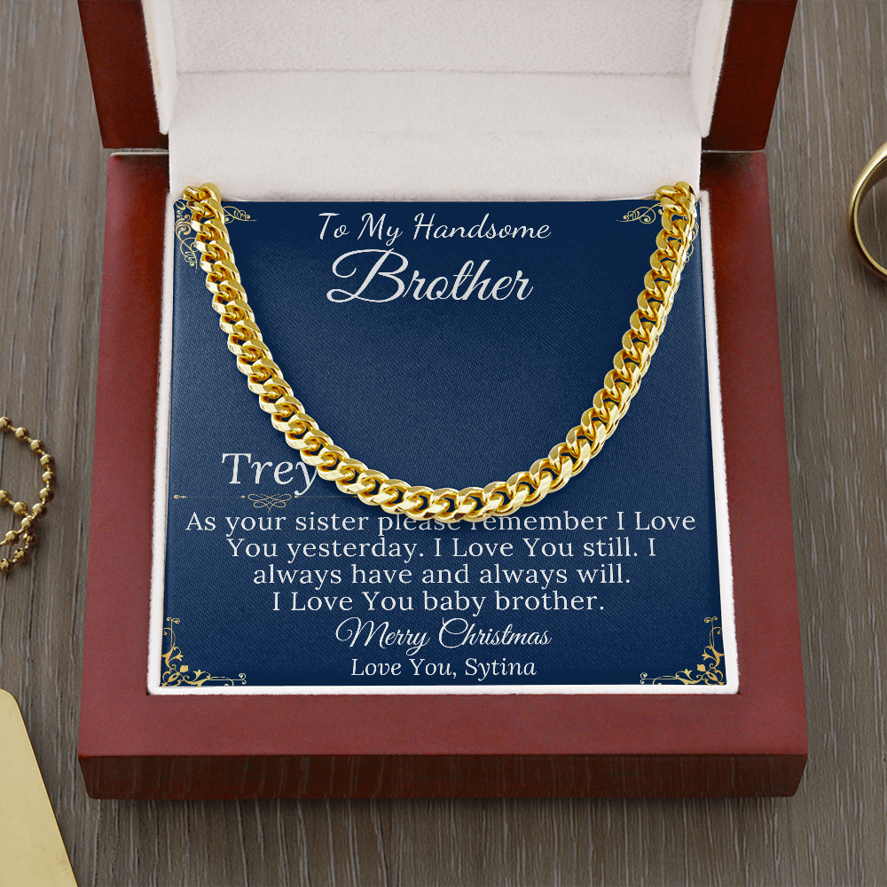 Christmas Gifts for Brother Birthday Gifts for Brother Gift Ideas, Gifts for Brother from Sister, Mens Chain Necklace, Brother Present #0868 trey