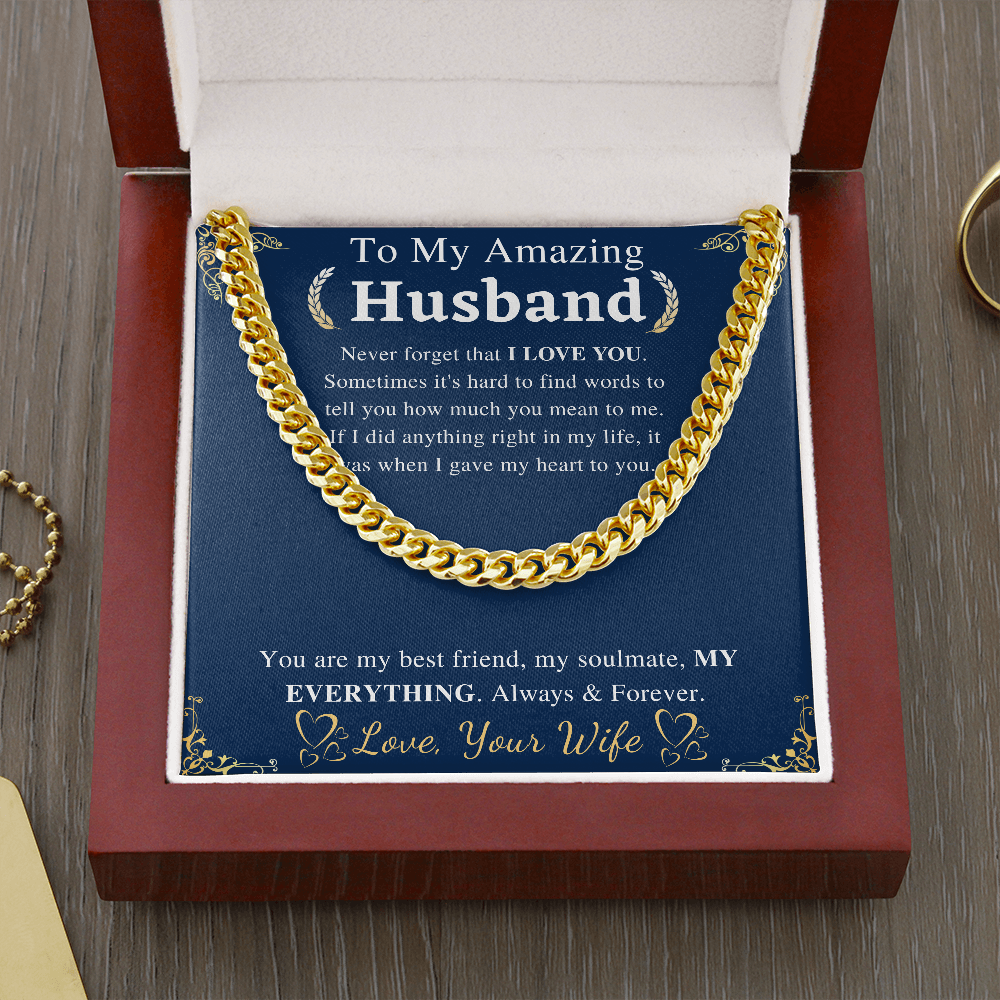 To My Husband Chain Necklace, Valentines Day Gift For Husband, Anniversary Gift For Husband, Husband Gift From Wife, Husband Birthday