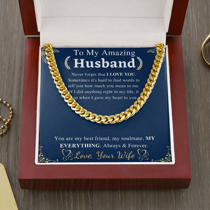 To My Husband Chain Necklace, Valentines Day Gift For Husband, Anniversary Gift For Husband, Husband Gift From Wife, Husband Birthday