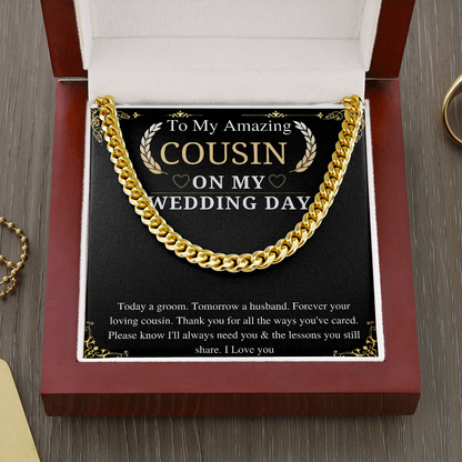 Gift for Cousin On Wedding Day, Gifts From Groom, Chain Necklace gift To Cousin Of The Groom Wedding Gift From Groom To Cousin, gift for him